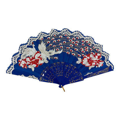 Peacock Floral Gold Glitter Hand Held Folding Fan FN9471. (12PC)