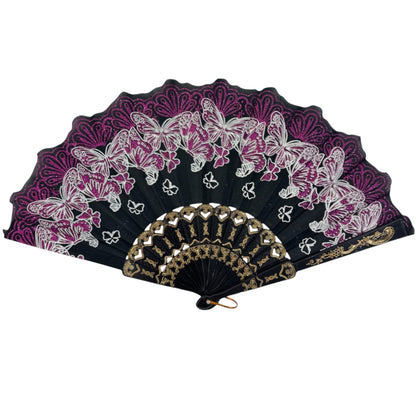 Butterfly Glitter Hand Held Folding Fan FN0389. (12PC)