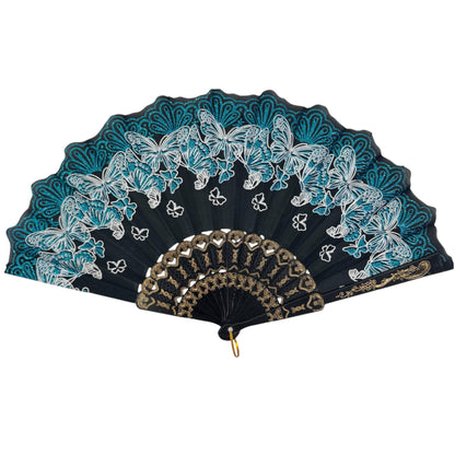 Butterfly Glitter Hand Held Folding Fan FN0389. (12PC)