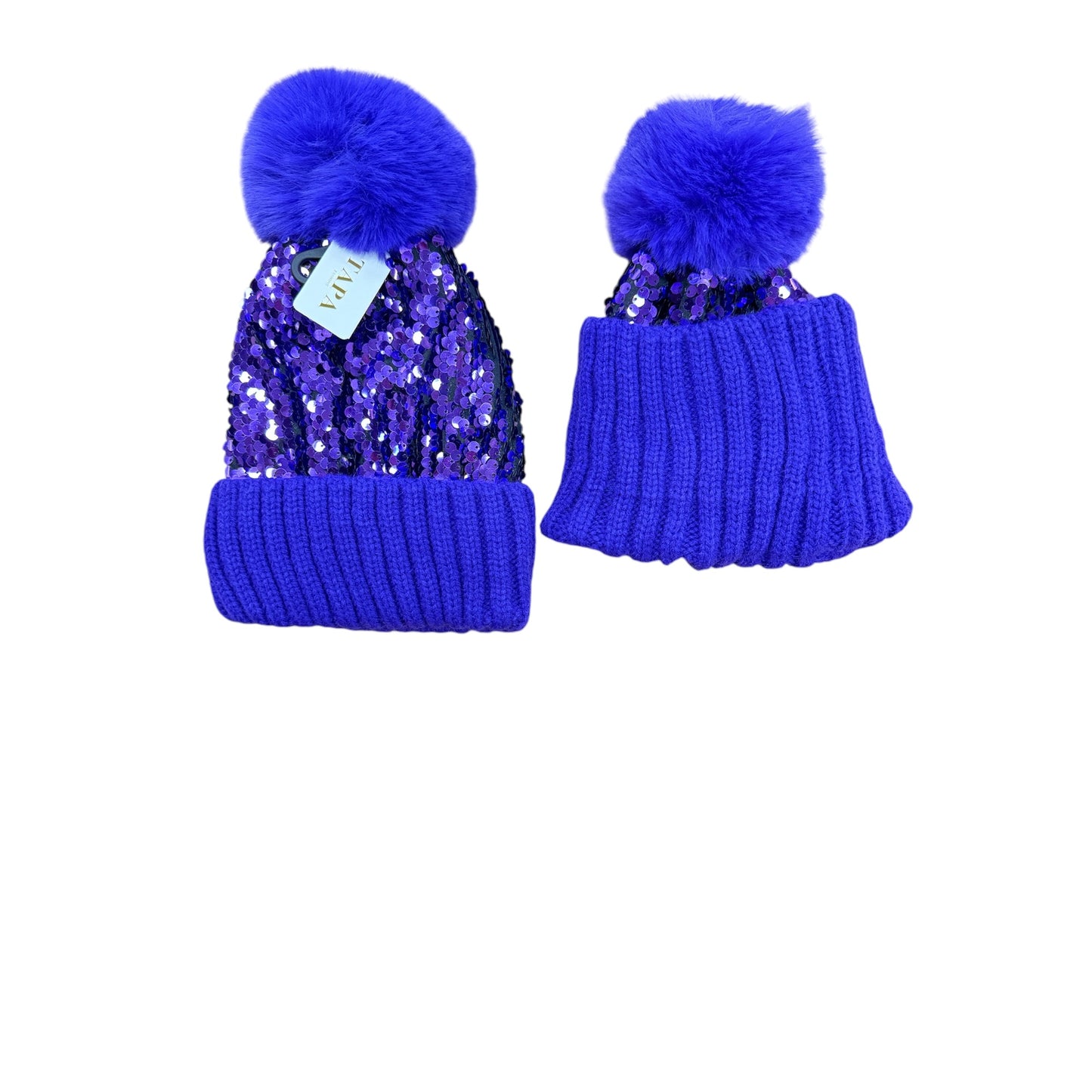 Pom Pom Sequin Beanie HA3715-1 (12PC)