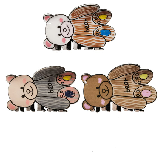 CUTE BEAR CLAW CLIP JC3610-23 (12PC)