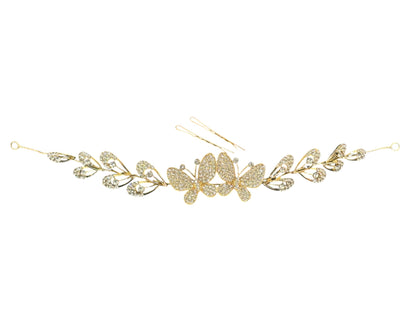 Crystal Butterfly Thin Tiara Hair Comb Pin JC631 (1PC)