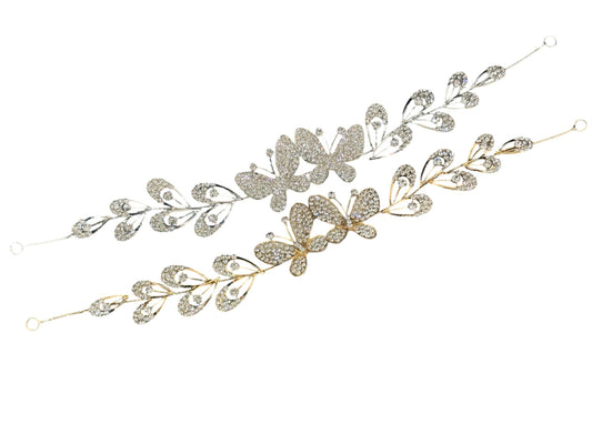 CRYSTAL BUTTERFLY THIN TIARA HAIR COMB PIN JC631 (6PC)