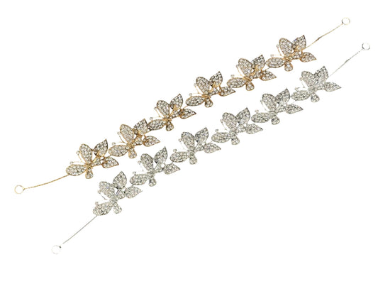 CRYSTAL SMALL BUTTERFLY THIN TIARA HAIR COMB PIN JC633 (6PC)
