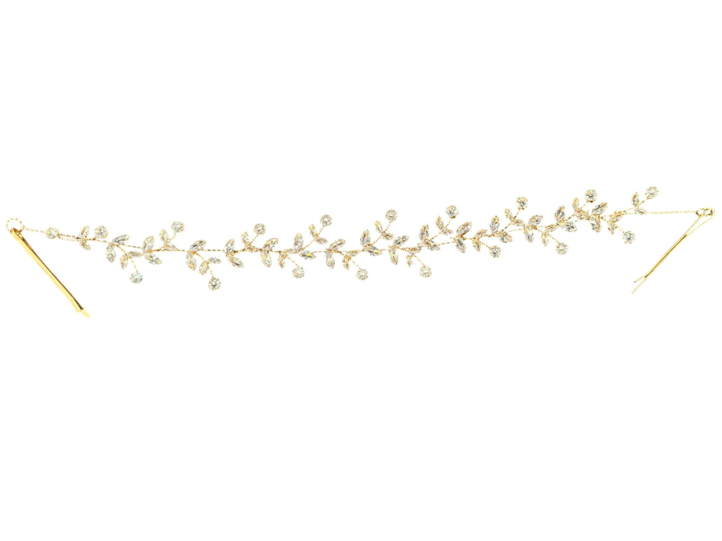 Crystal Blossom Branch Thin Tiara Hair Pin JC640 (1PC)