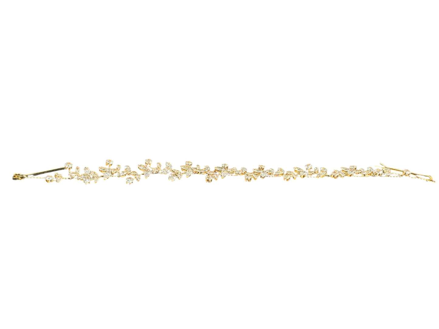 Crystal Blossom Branch Thin Tiara Hair Pin JC640 (1PC)