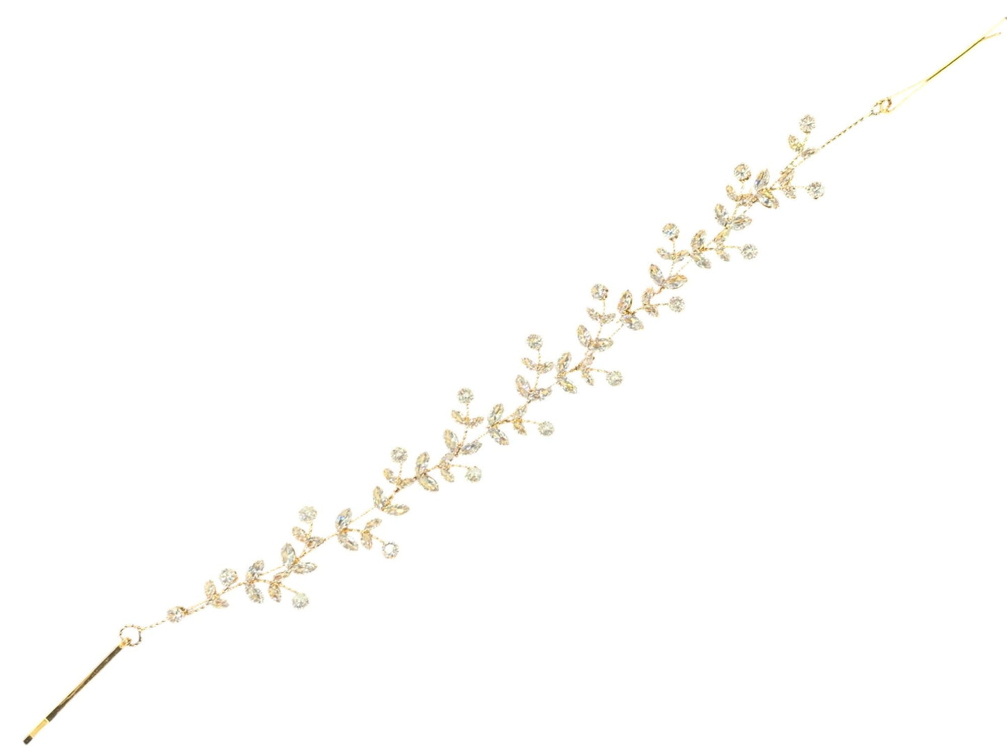 Crystal Blossom Branch Thin Tiara Hair Pin JC640 (1PC)