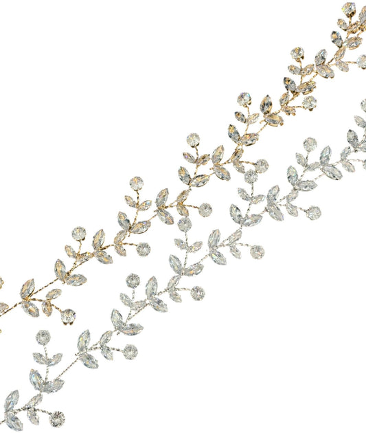 CRYSTAL BLOSSOM BRANCH THIN TIARA HAIR PIN JC640 (6PC)
