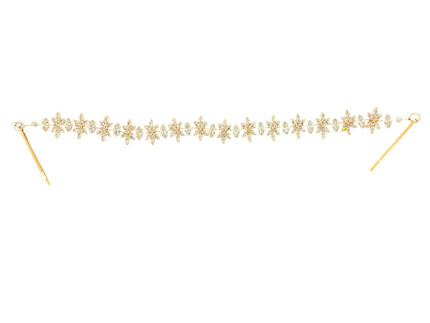 Crystal Blossom Branch Leaves Thin Tiara Hair Pin JC641 (1PC)