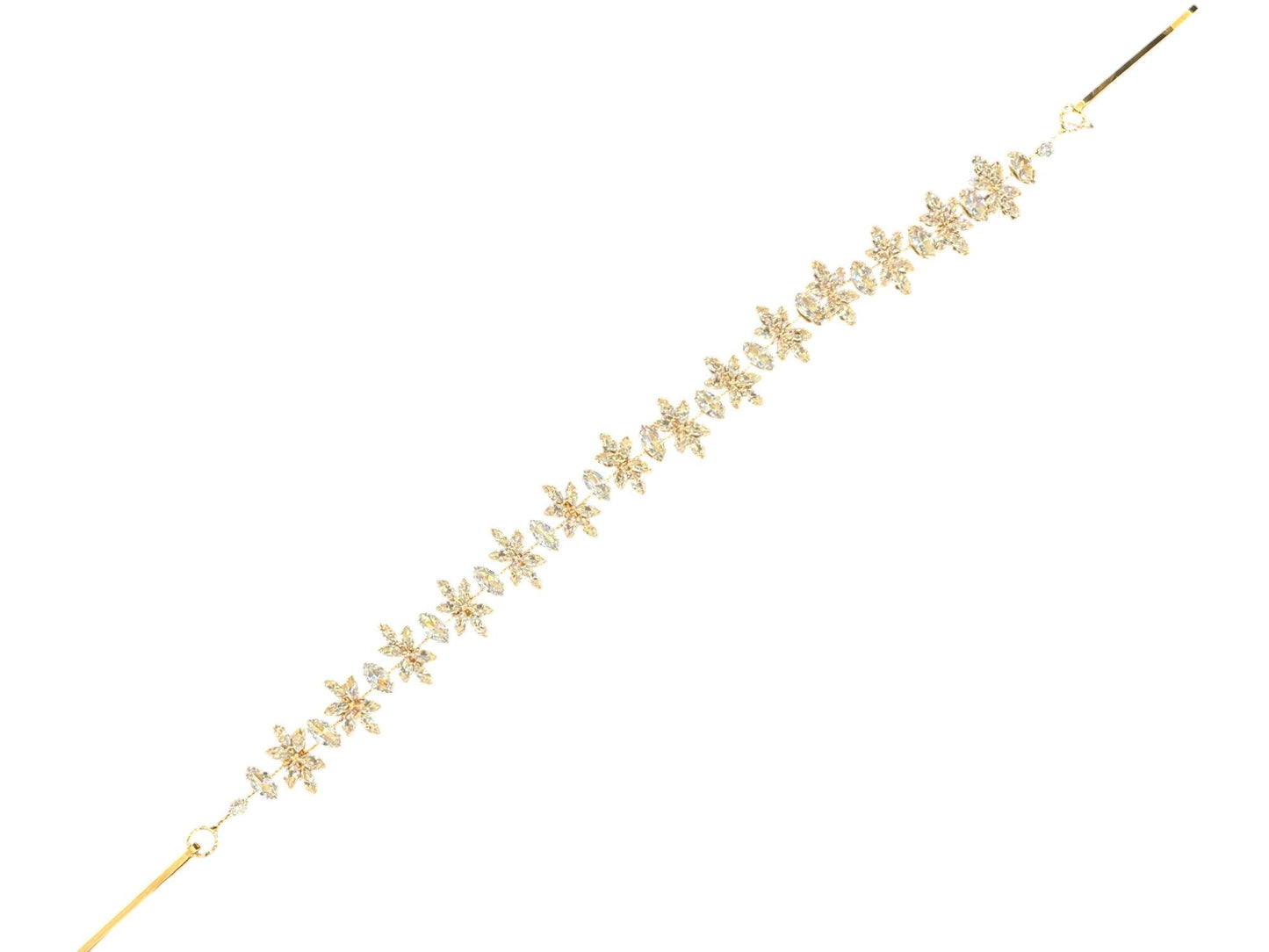 Crystal Blossom Branch Leaves Thin Tiara Hair Pin JC641 (1PC)