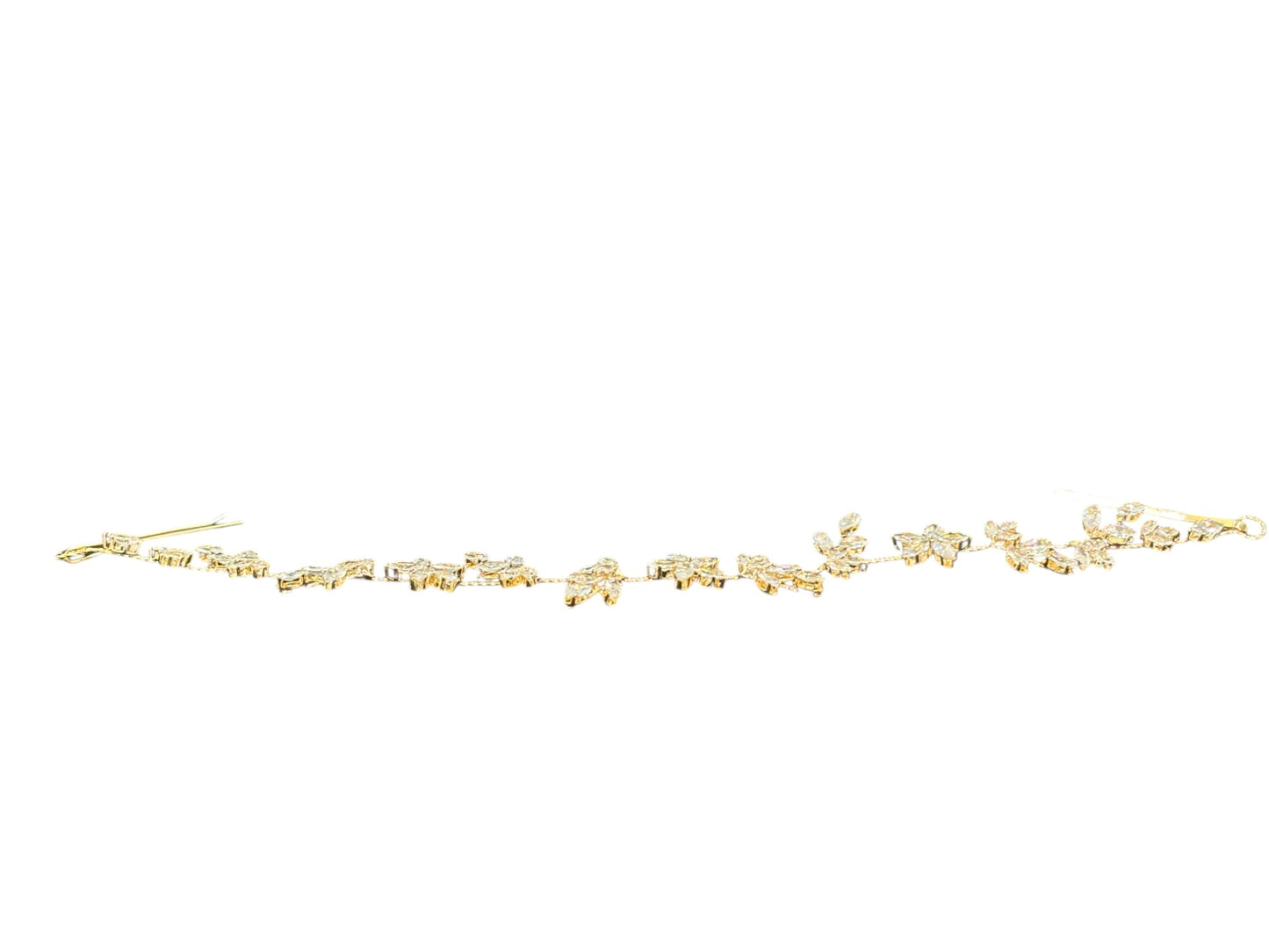 Crystal Blossom Branch Leaves Thin Tiara Hair Pin JC642 (1PC)