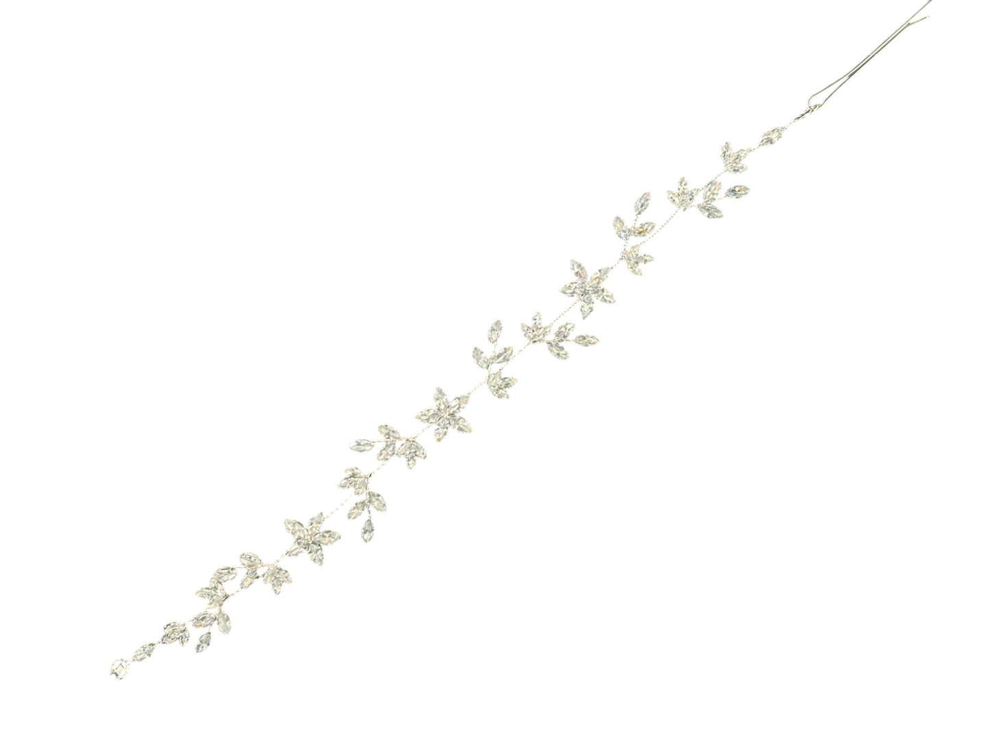 Crystal Blossom Branch Leaves Thin Tiara Hair Pin JC642 (1PC)