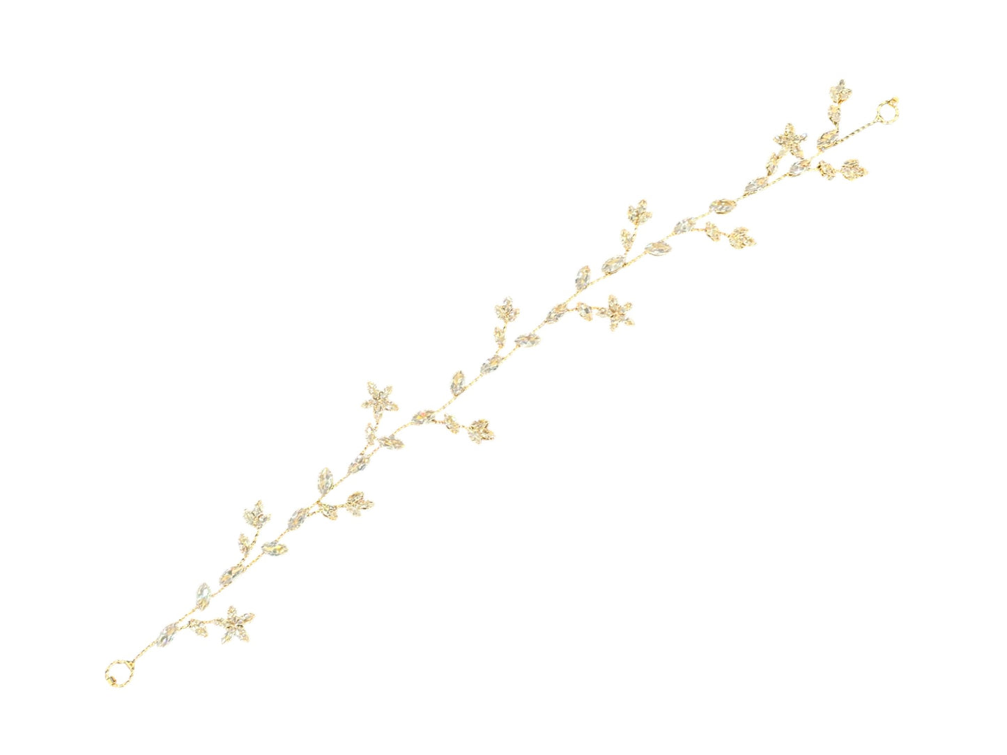 Crystal Blossom Branch Leaves Thin Tiara Hair Pin JC643 (1PC)