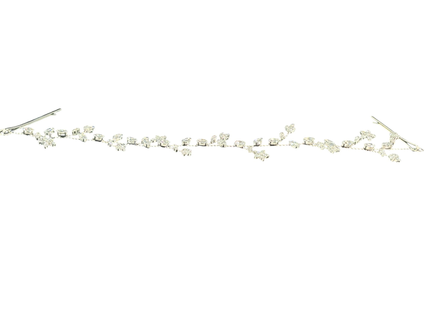 Crystal Blossom Branch Leaves Thin Tiara Hair Pin JC643 (1PC)