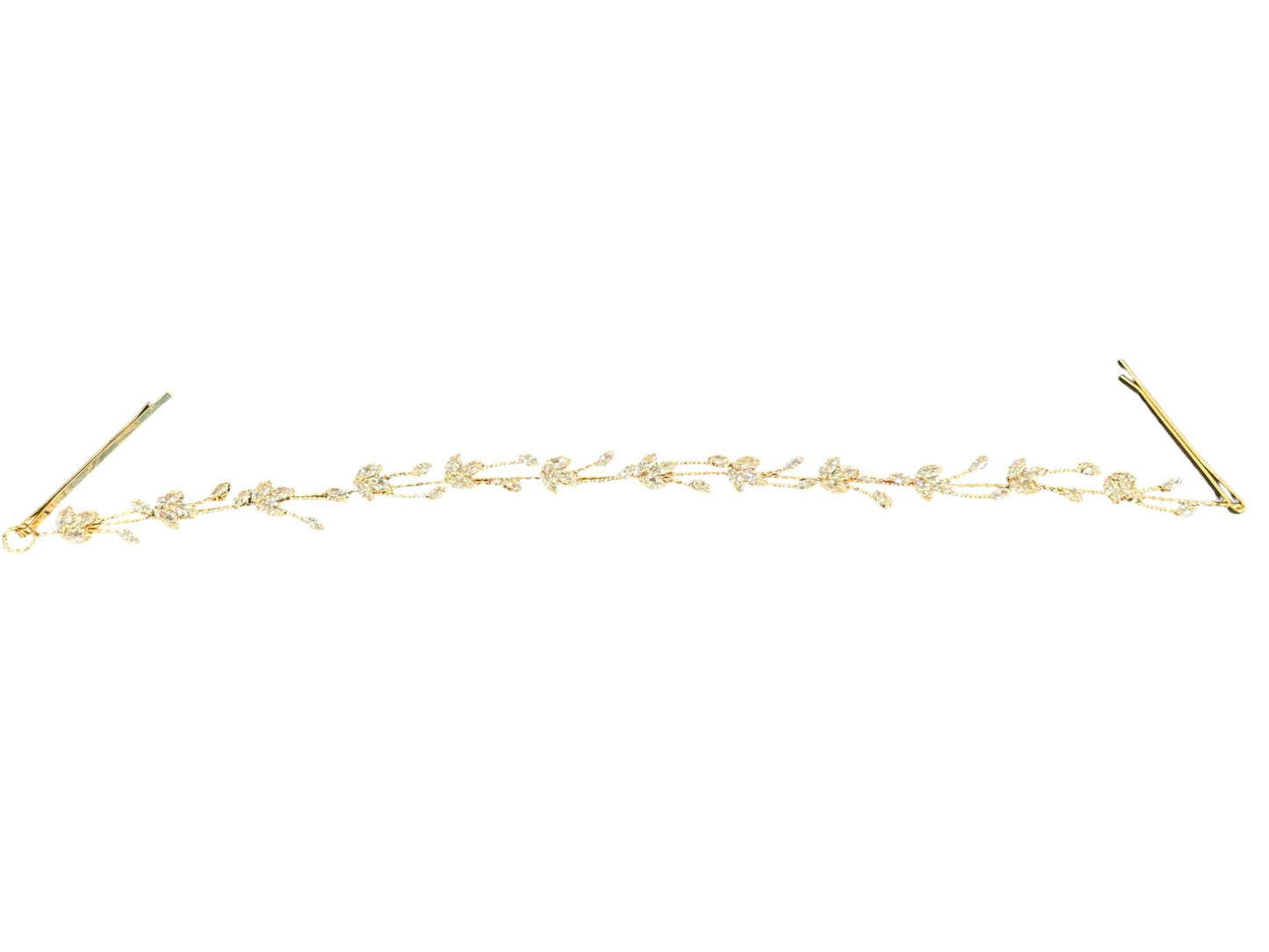Crystal Blossom Branch Leaves Thin Tiara Hair Pin JC644 (1PC)