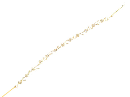 Crystal Blossom Branch Leaves Thin Tiara Hair Pin JC644 (1PC)