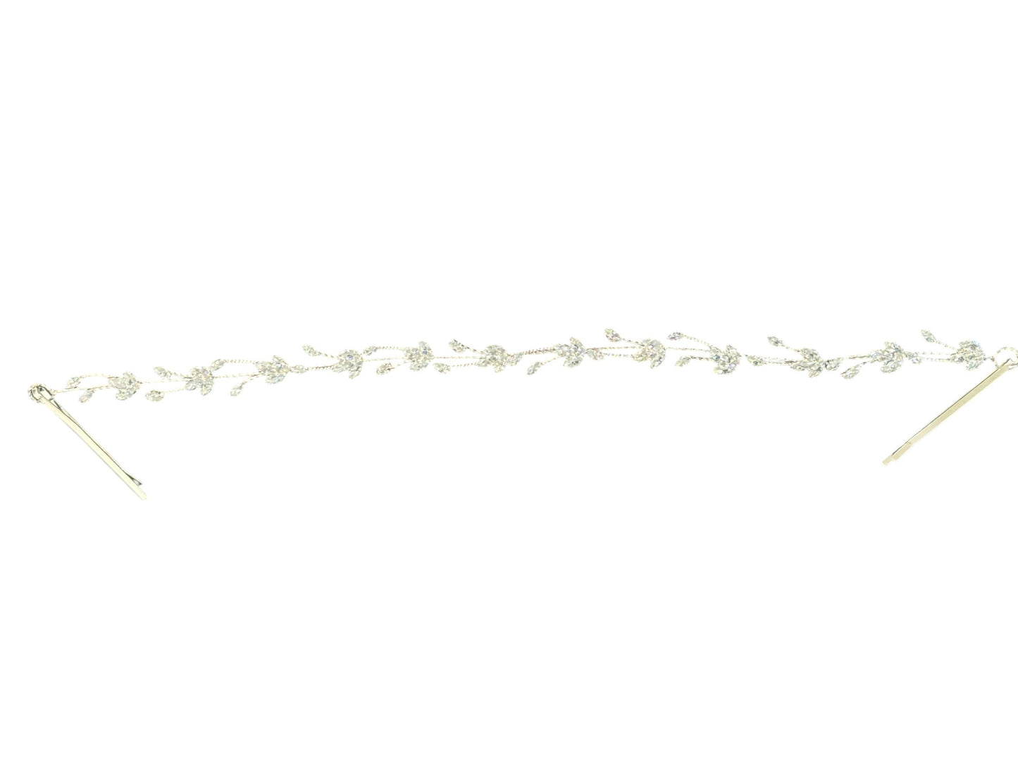 Crystal Blossom Branch Leaves Thin Tiara Hair Pin JC644 (1PC)