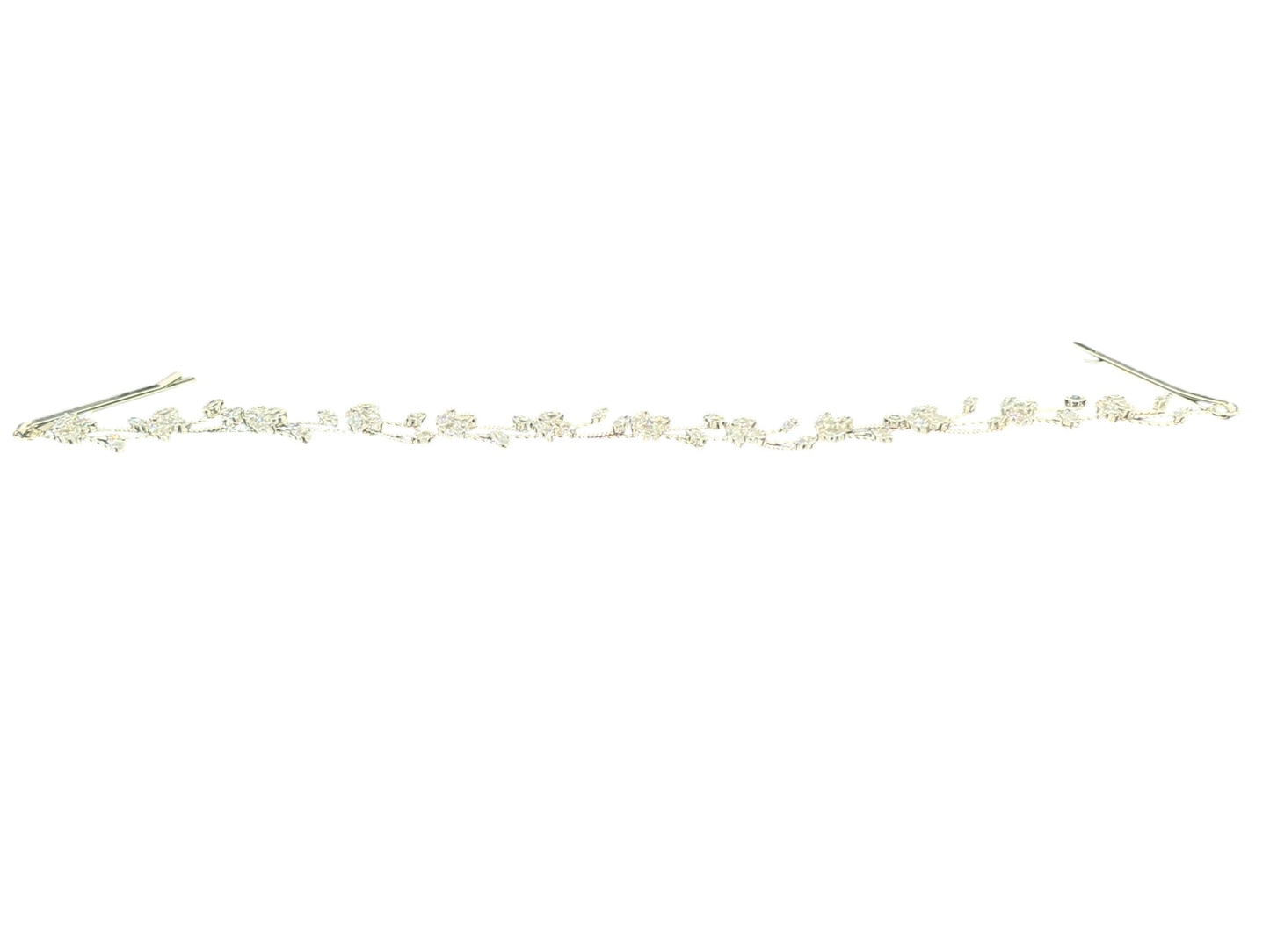 Crystal Blossom Branch Leaves Thin Tiara Hair Pin JC644 (1PC)