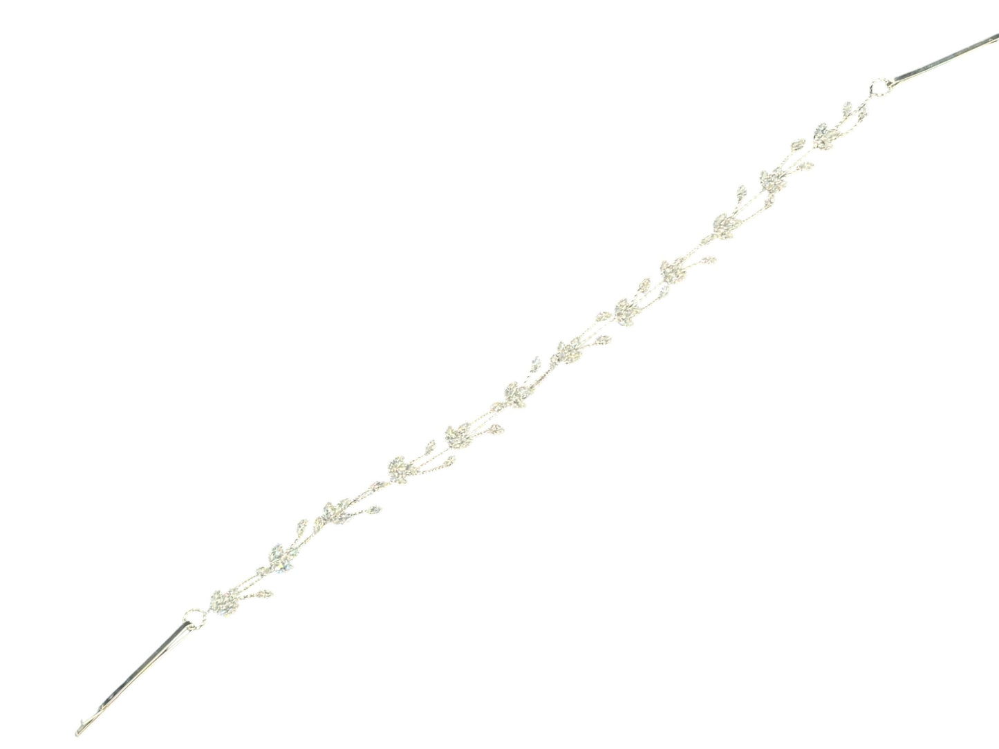 Crystal Blossom Branch Leaves Thin Tiara Hair Pin JC644 (1PC)