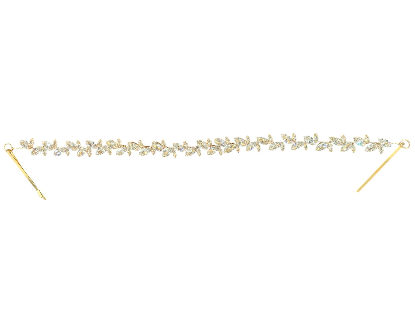 Crystal Blossom Branch Leaves Thin Tiara Hair Pin  JC645 (1PC)