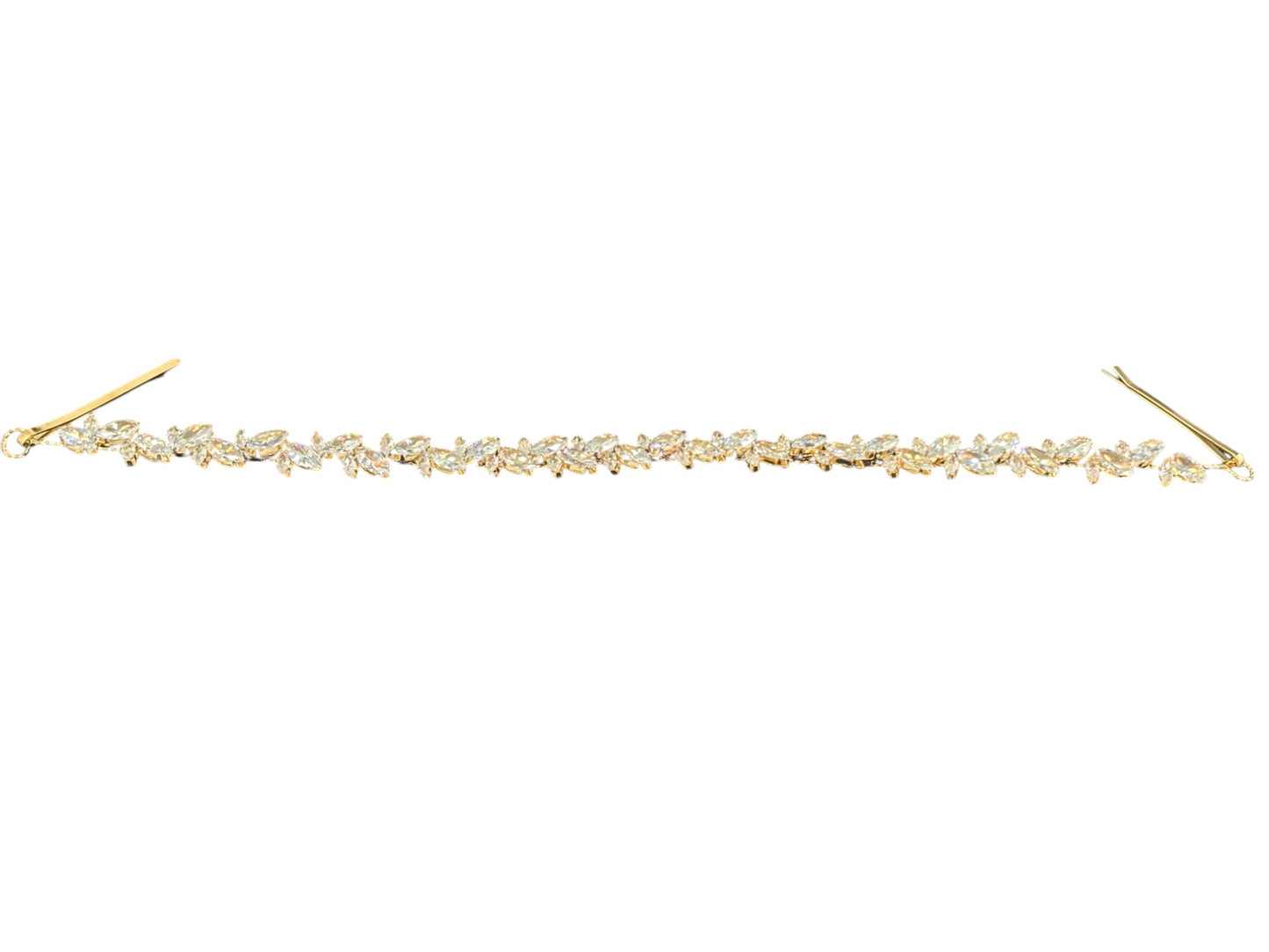 Crystal Blossom Branch Leaves Thin Tiara Hair Pin  JC645 (1PC)