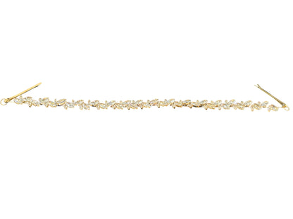 Crystal Blossom Branch Leaves Thin Tiara Hair Pin  JC645 (1PC)