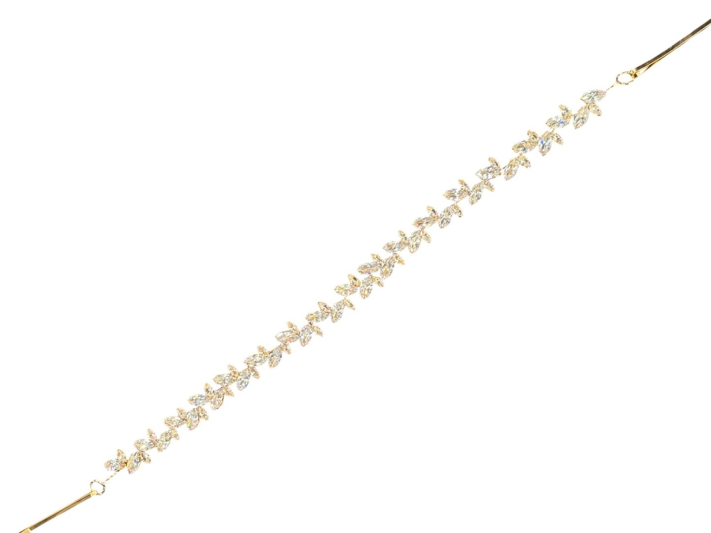 Crystal Blossom Branch Leaves Thin Tiara Hair Pin  JC645 (1PC)