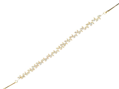 Crystal Blossom Branch Leaves Thin Tiara Hair Pin  JC645 (1PC)