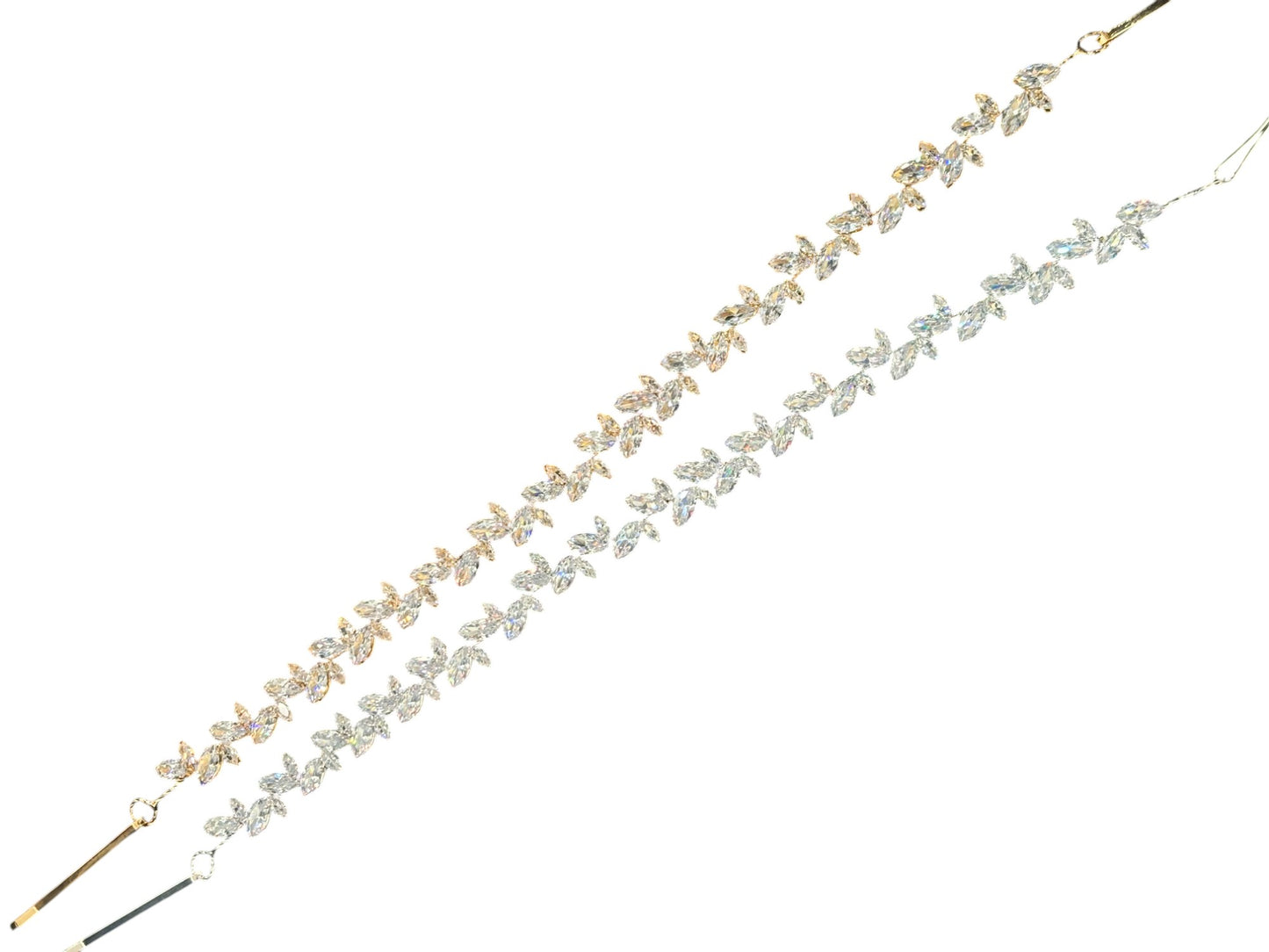 Crystal Blossom Branch Leaves Thin Tiara Hair Pin  JC645 (1PC)