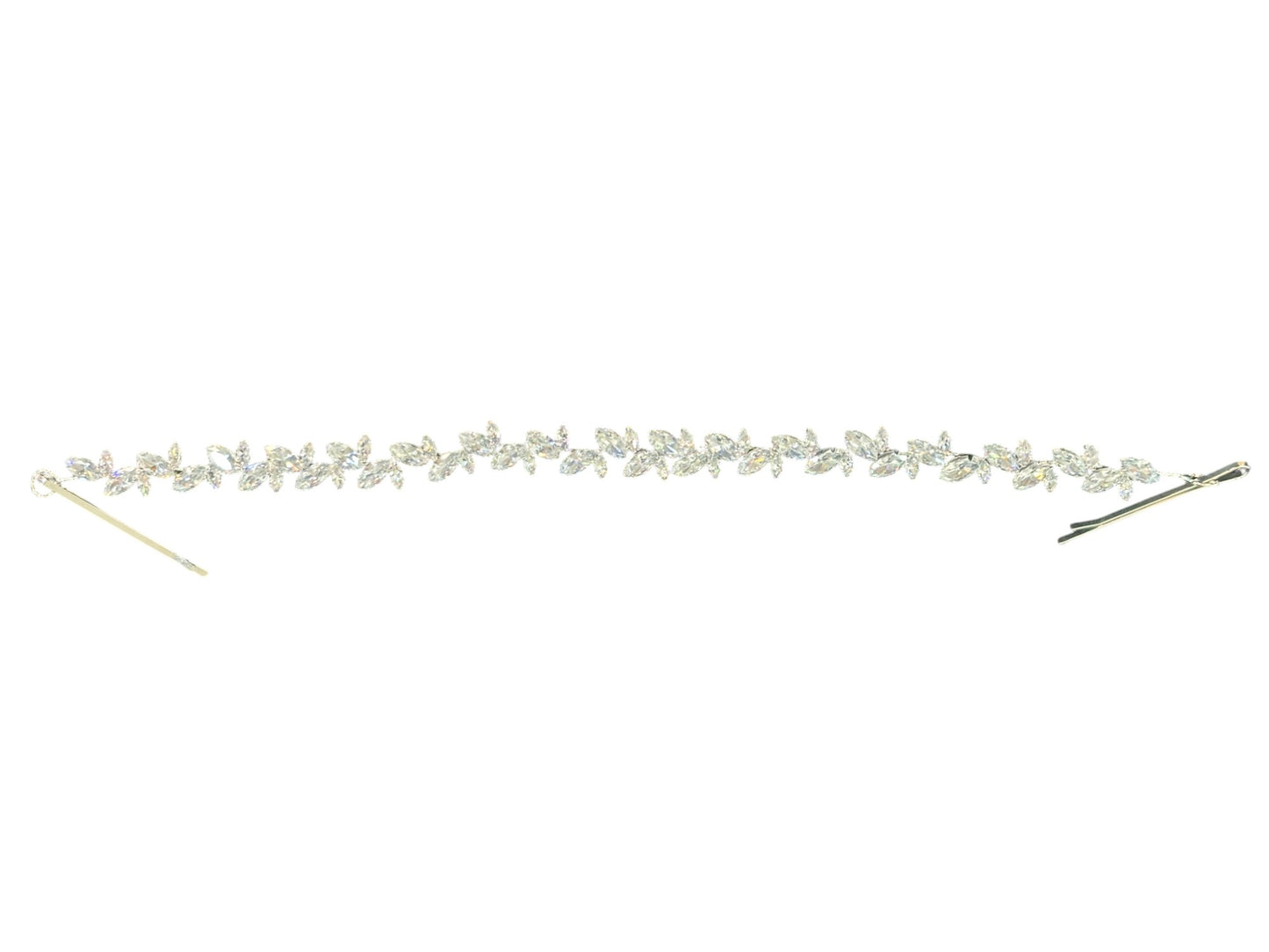 Crystal Blossom Branch Leaves Thin Tiara Hair Pin  JC645 (1PC)