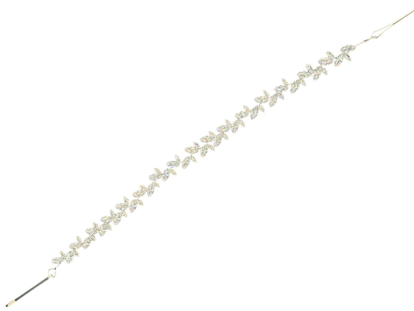 Crystal Blossom Branch Leaves Thin Tiara Hair Pin  JC645 (1PC)