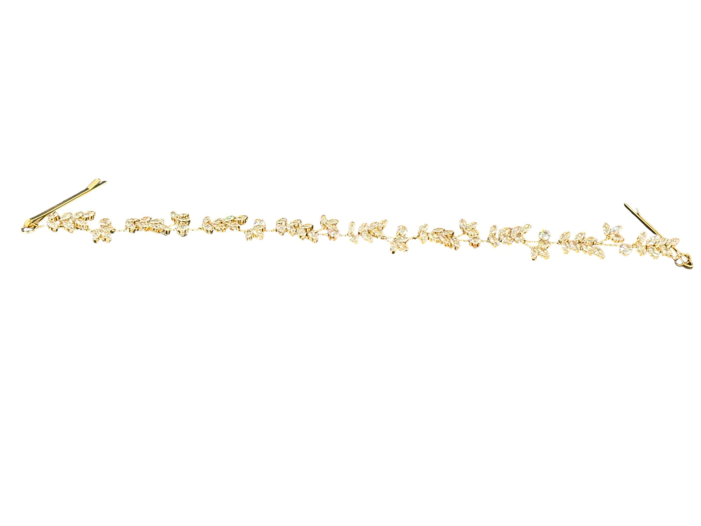 Crystal Blossom Branch Leaves Thin Tiara Hair Pin JC646 (1PC)