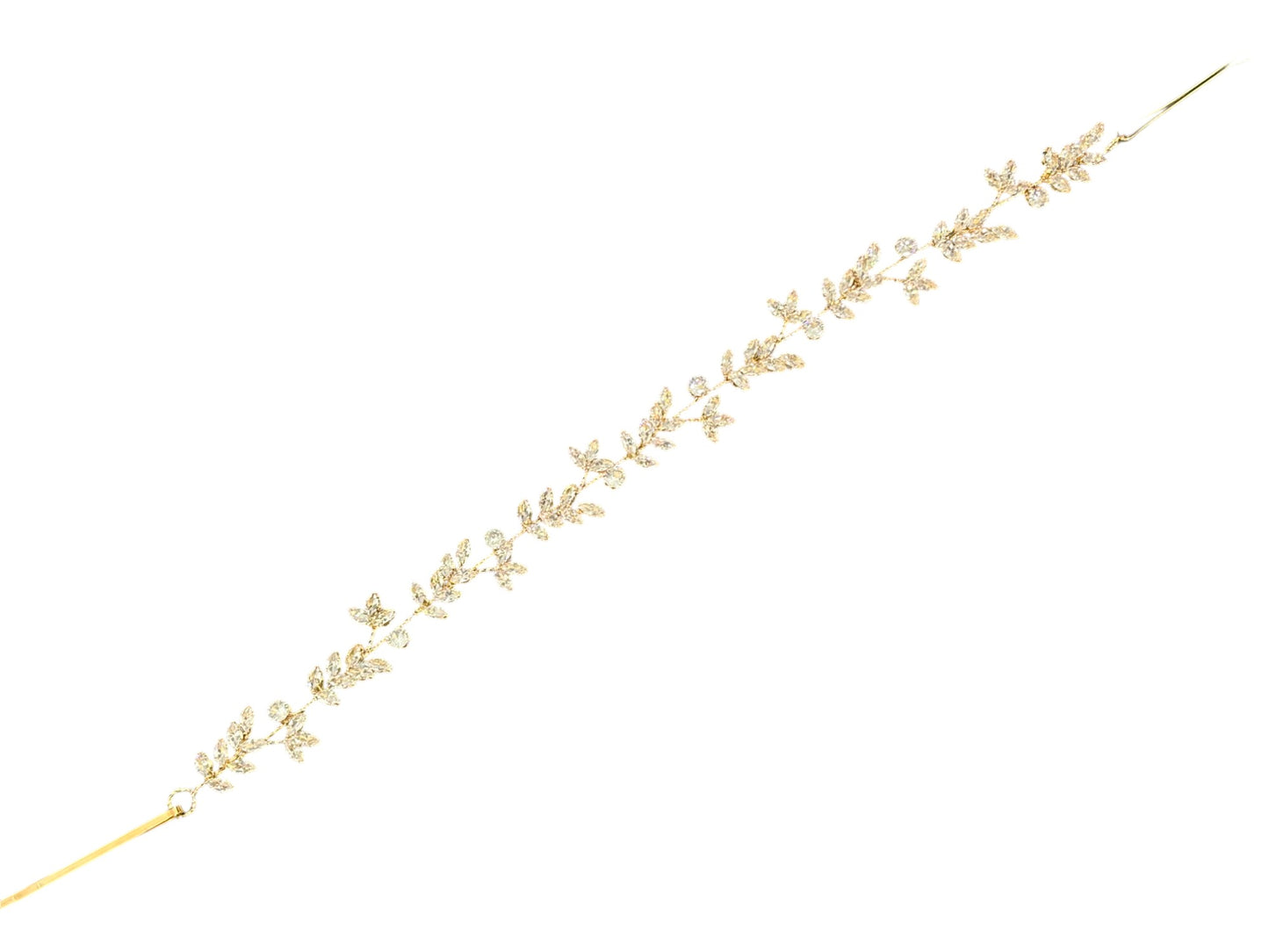 Crystal Blossom Branch Leaves Thin Tiara Hair Pin JC646 (1PC)