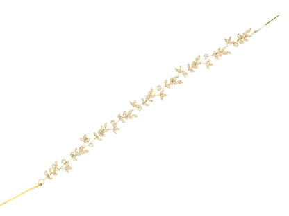 Crystal Blossom Branch Leaves Thin Tiara Hair Pin JC646 (1PC)