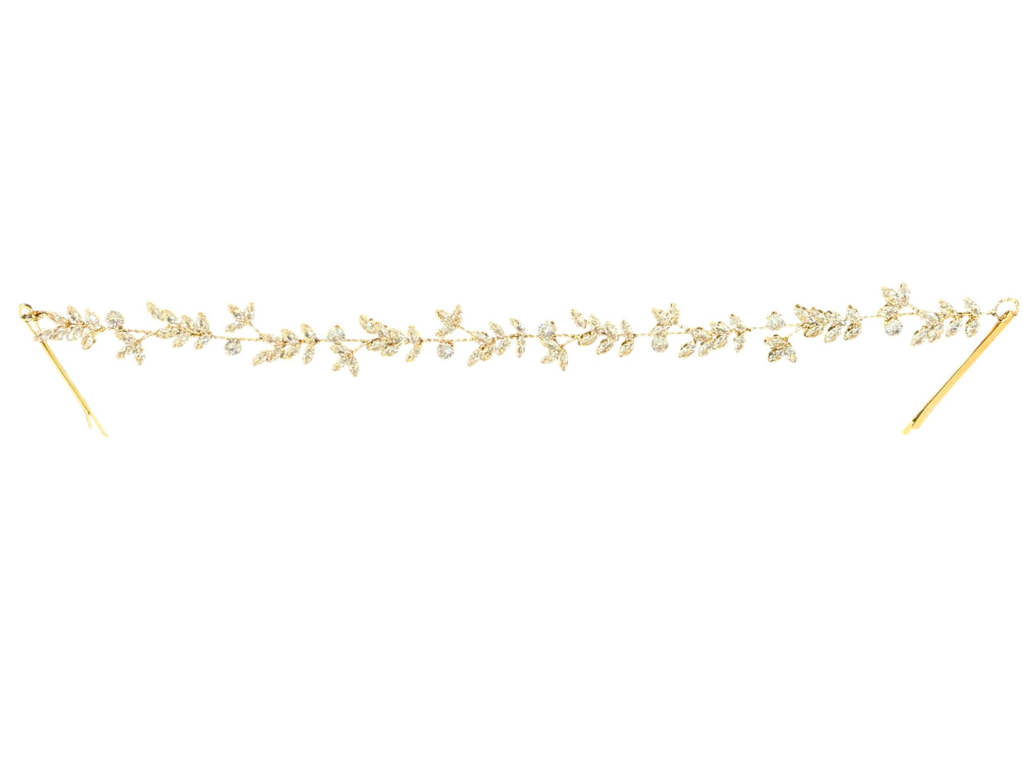 Crystal Blossom Branch Leaves Thin Tiara Hair Pin JC646 (1PC)