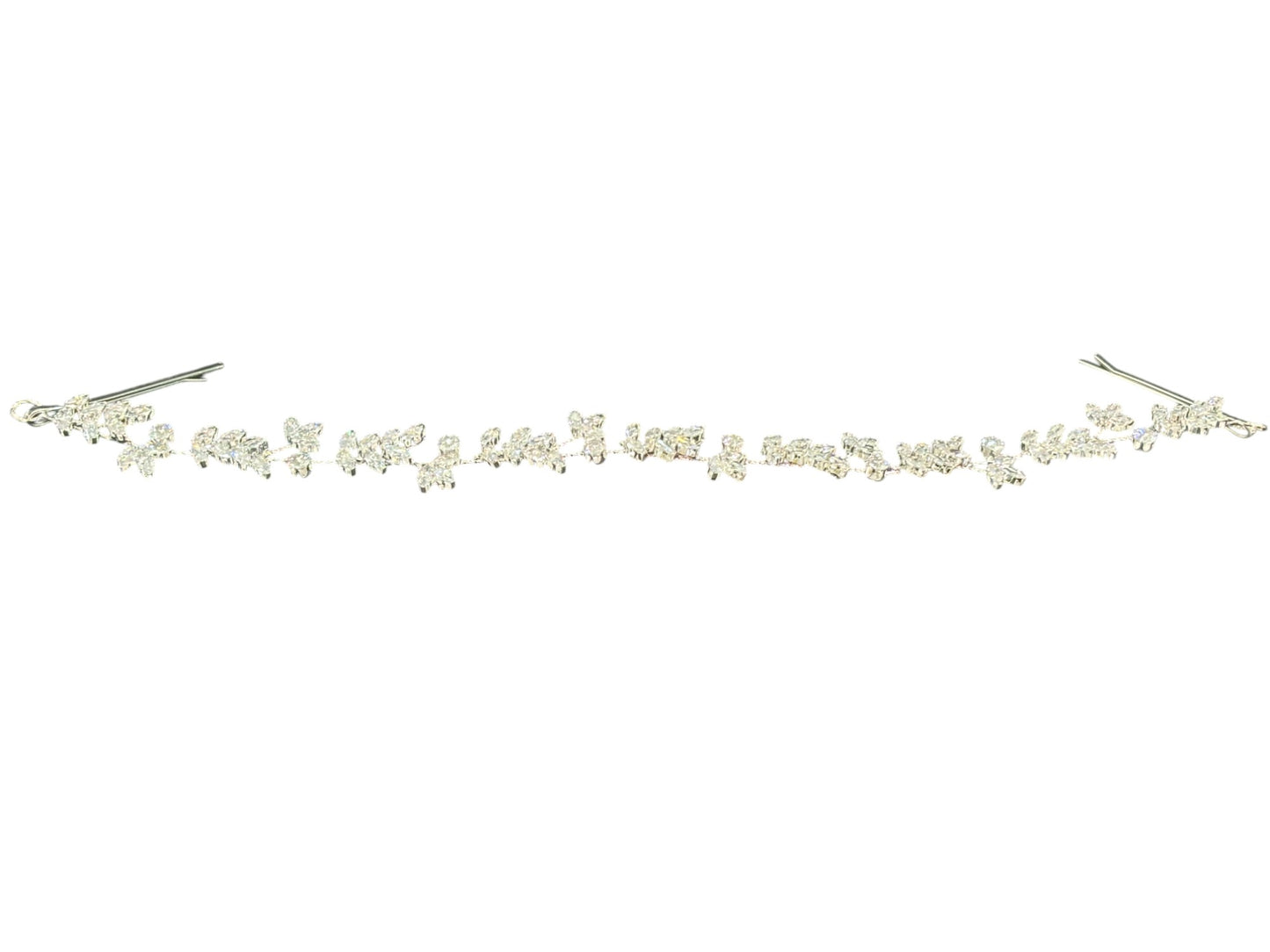 Crystal Blossom Branch Leaves Thin Tiara Hair Pin JC646 (1PC)