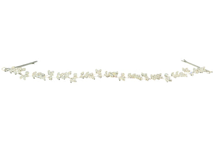 Crystal Blossom Branch Leaves Thin Tiara Hair Pin JC646 (1PC)
