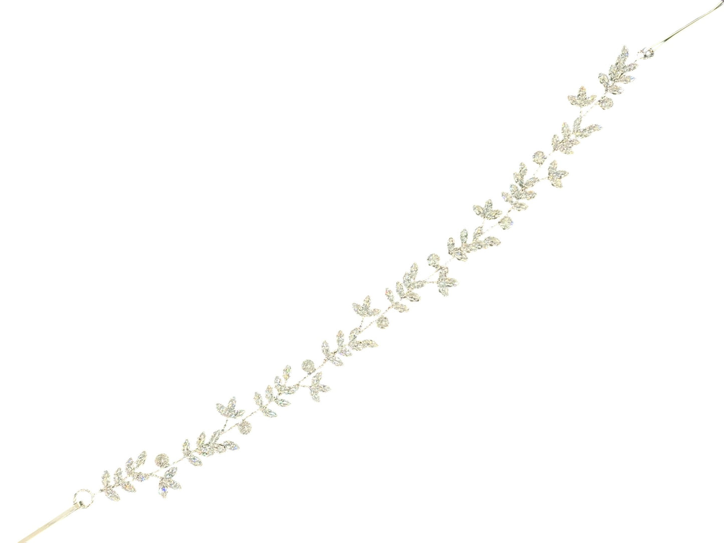 Crystal Blossom Branch Leaves Thin Tiara Hair Pin JC646 (1PC)