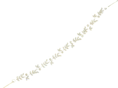 Crystal Blossom Branch Leaves Thin Tiara Hair Pin JC646 (1PC)