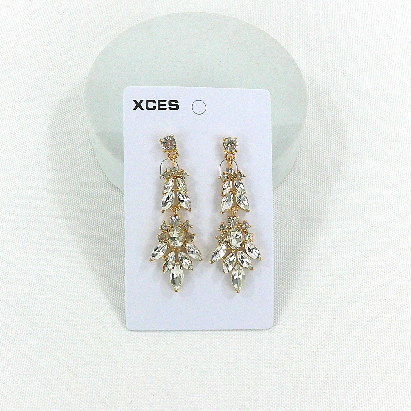 Oval Crystal Drop Bridal Earring JE7308 (1PAIR)