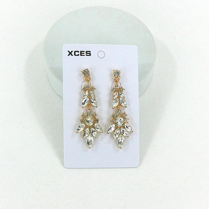 Oval Crystal Drop Bridal Earring JE7308 (1PAIR)