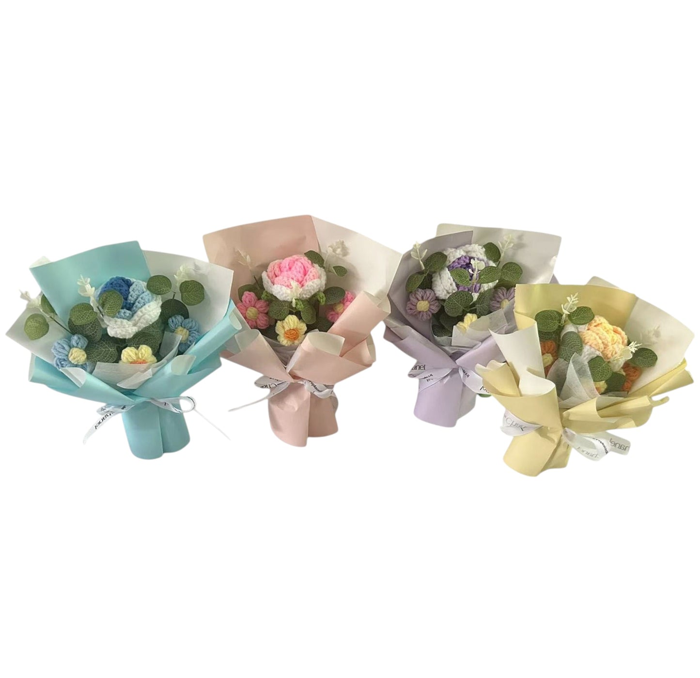 MIX FLOWER CROCHET SHORT STEM BOUQUET JF41115-2 (12PC)