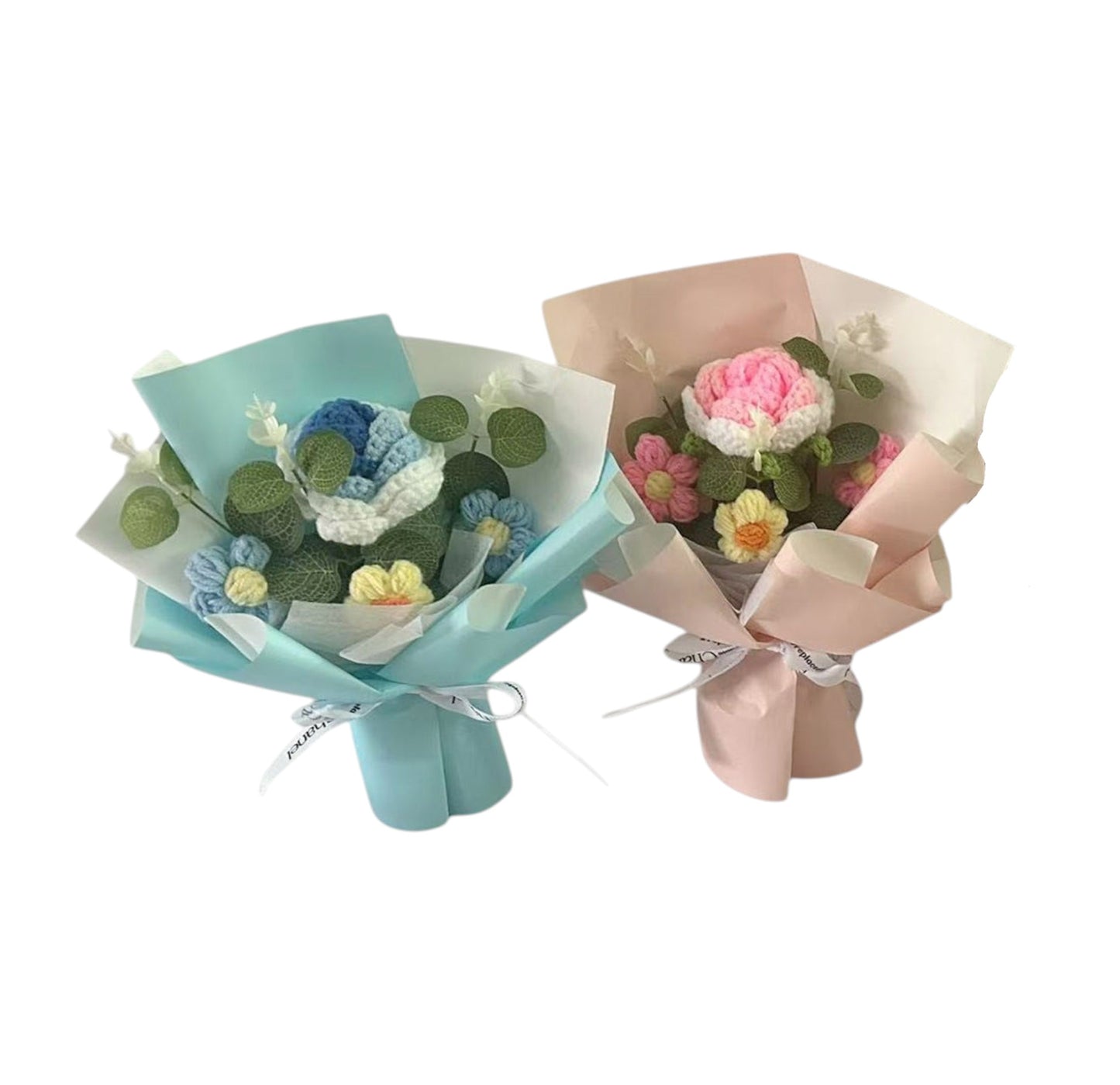 MIX FLOWER CROCHET SHORT STEM BOUQUET JF41115-2 (12PC)