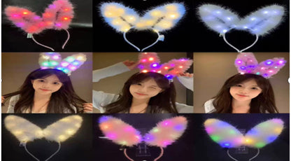 Led Big Bunny Ear Light up Fur Headband JH5828-5 (12PC)