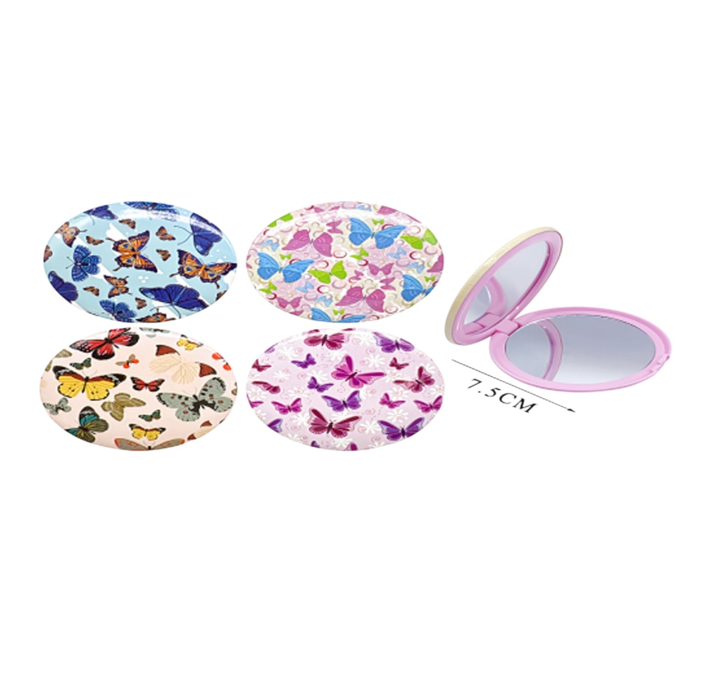 Butterfly Compact Hand Mirror JM5527-20 (12PC)