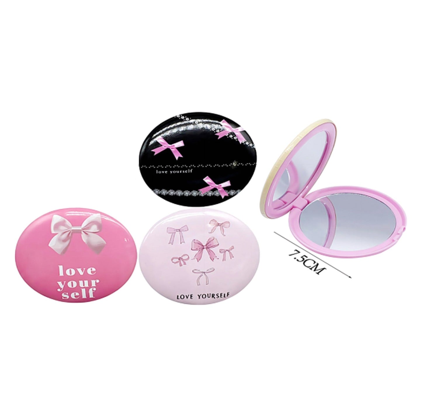 Ribbon Bow Compact Hand Mirror JM5527-21 (12PC)
