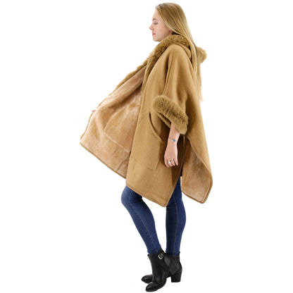 FUR POCKET HOODIE SHAWL P4028 (3PC)