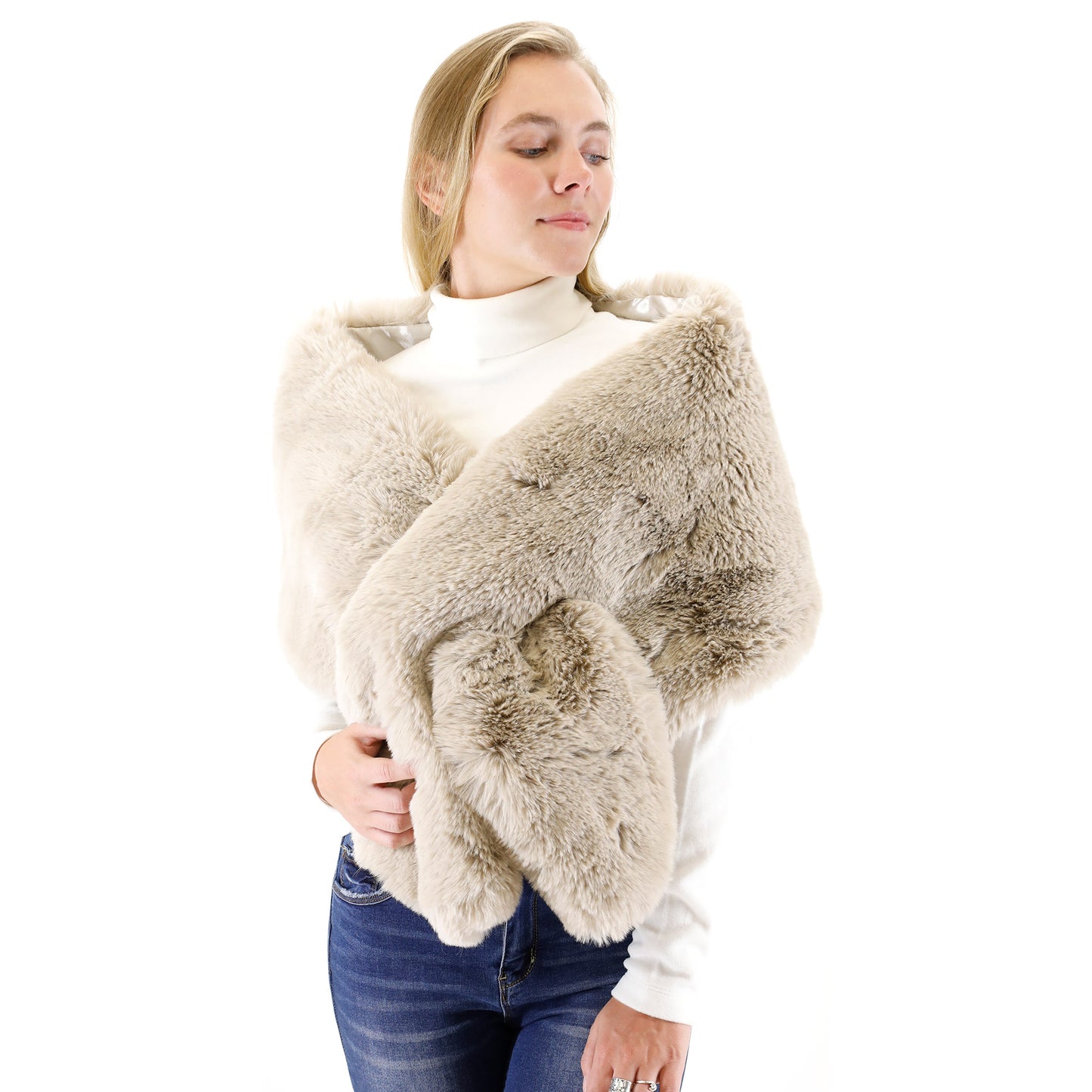 MINK FUR SHAWL WIDE P3735 (3PC)