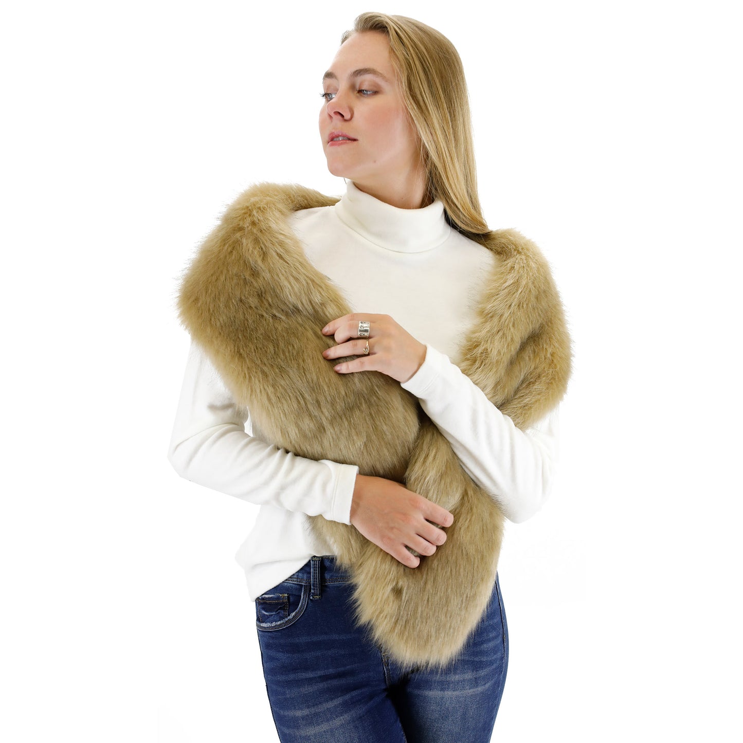 FAUX FUR SHAWL NARROW P7240 (3PC)