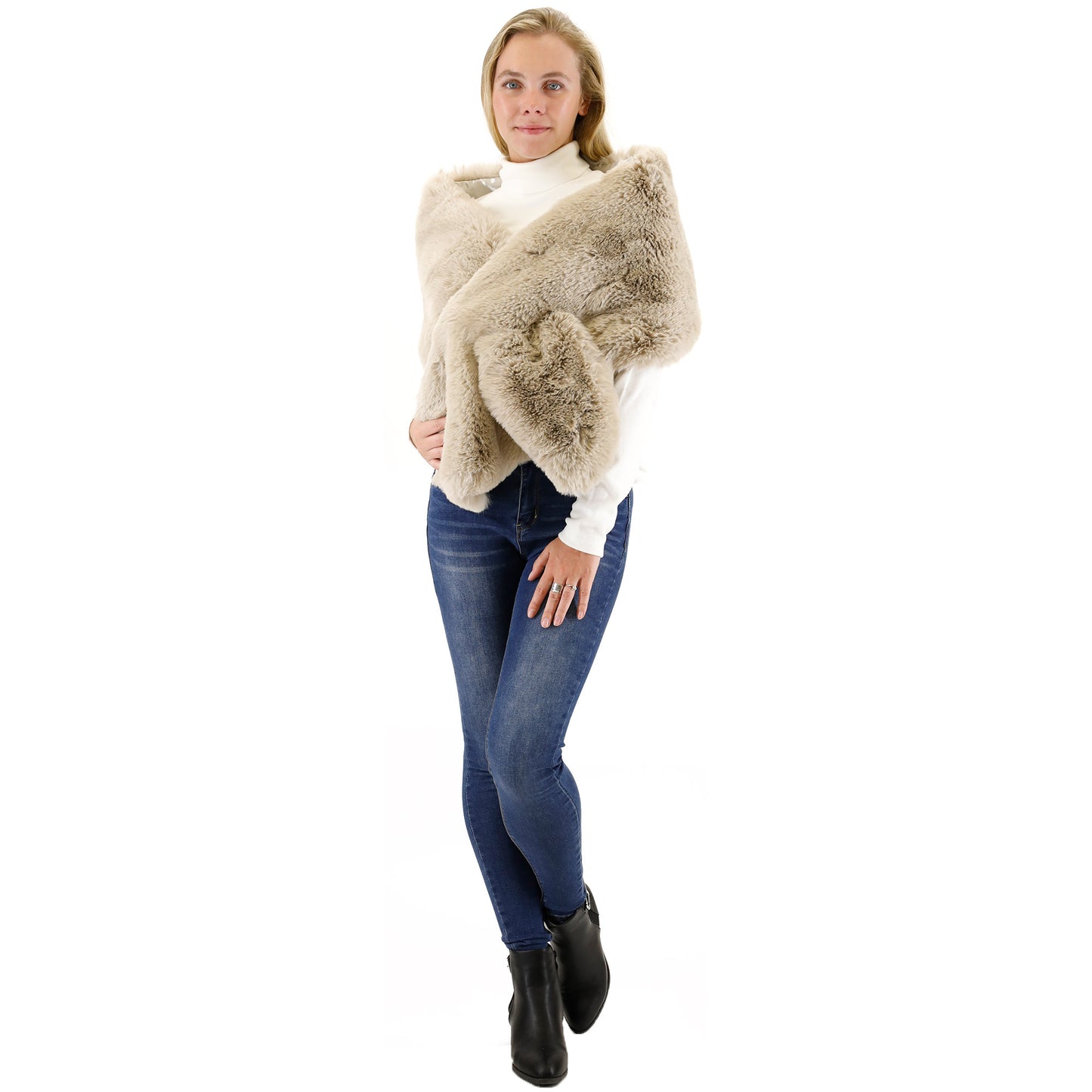 MINK FUR SHAWL WIDE P3735 (3PC)